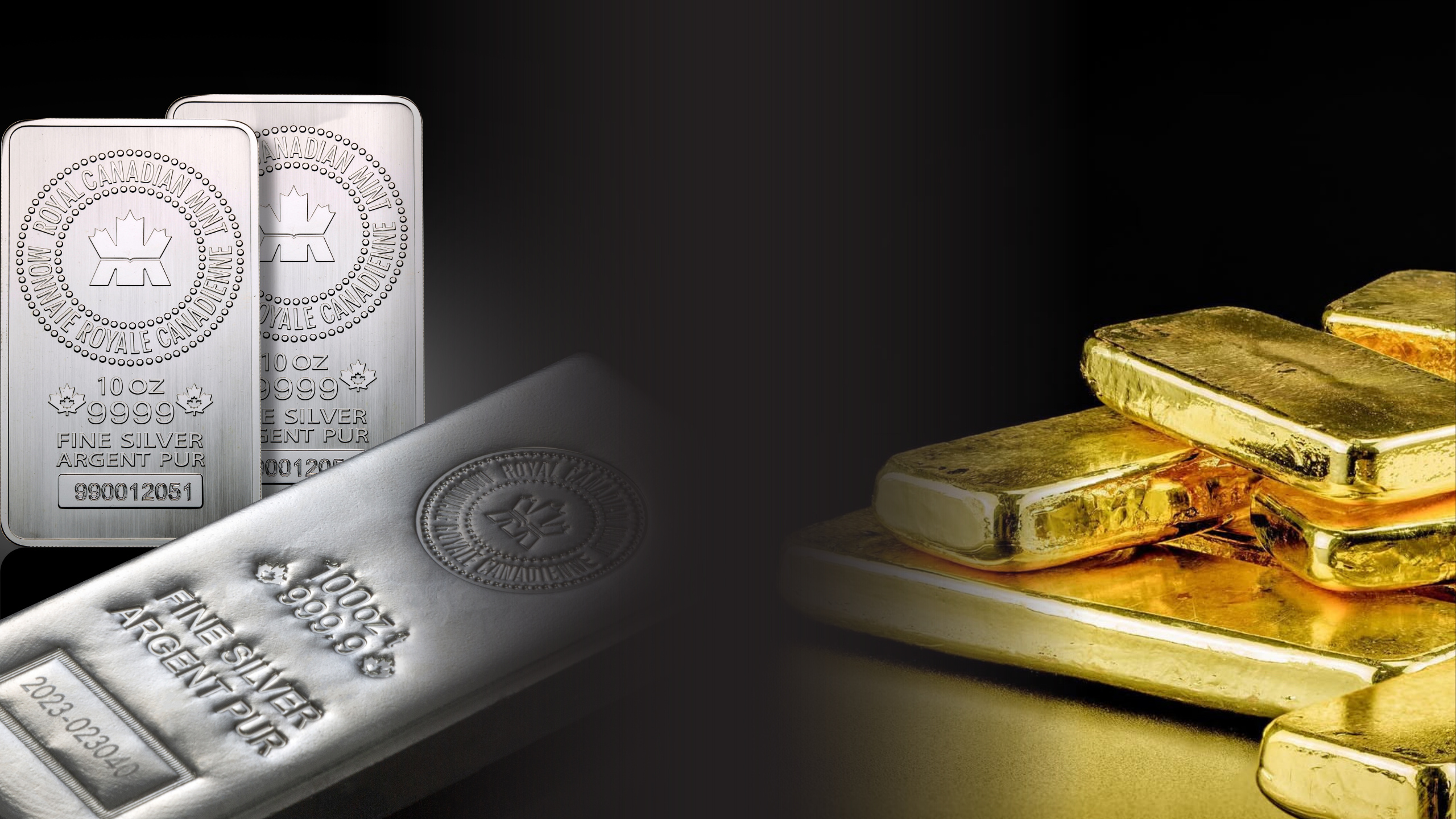 Generic gold bars and Royal Canadian Mint silver bars