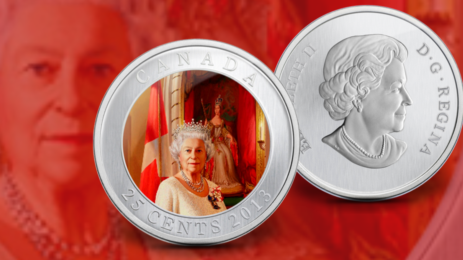 2013 25 cents Queen Elizabeth II Coronation Coloured Coin