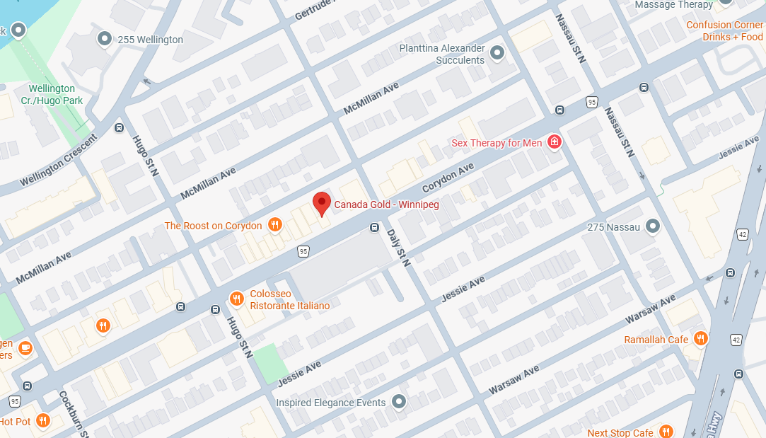 Canada Gold Winnipeg map