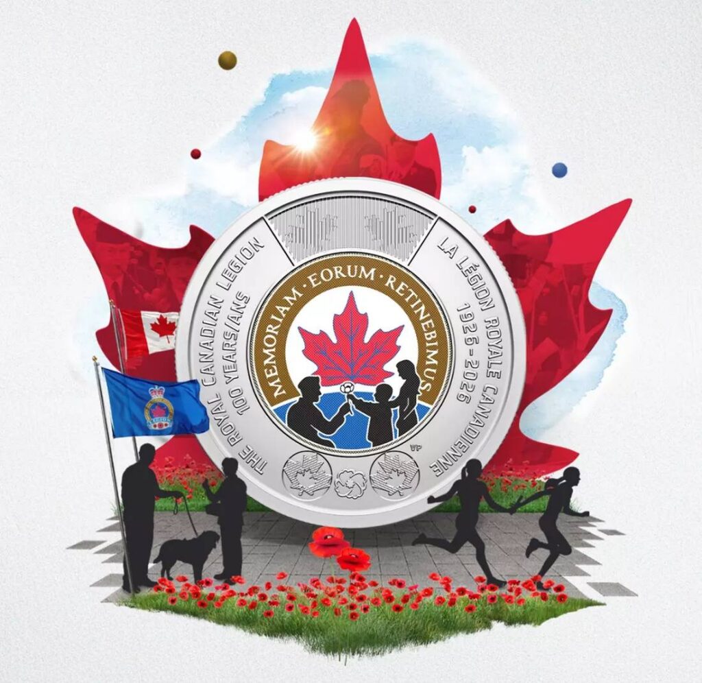 Royal Canadian Legion 100 Year Anniversary Toonie graphic